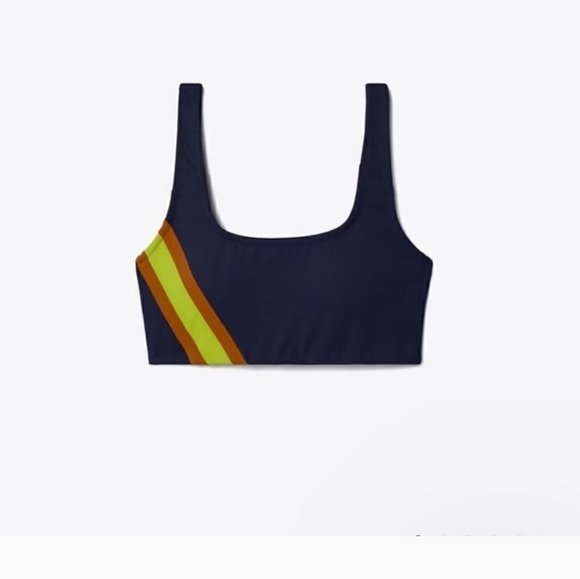 Tory Sport Other - Tory Burch navy green brown retro striped compression athletic bra